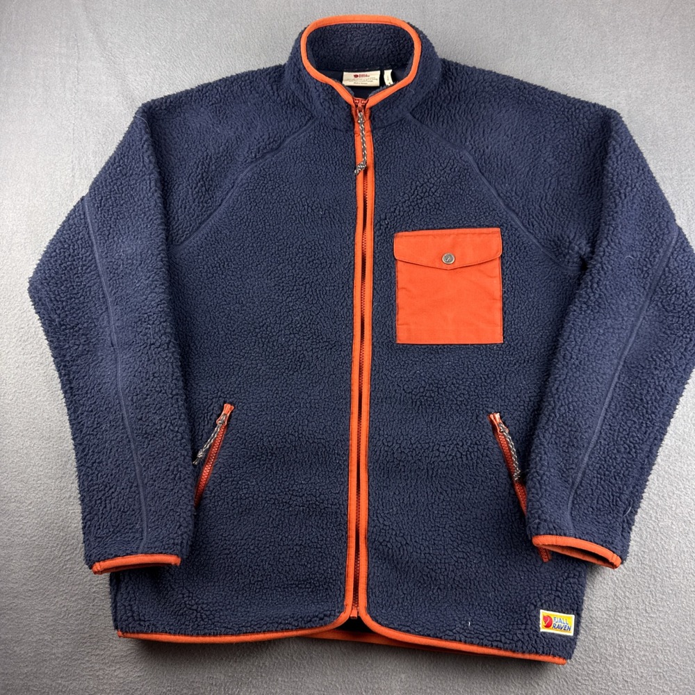 Fjallraven Vardag Pile Fleece Jacket Mens M Blue Full Zip G-1000 Pocket Gorpcore